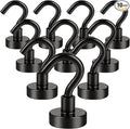 DIYMAG Magnetic Hooks, 30Lbs Facilitate Hook Neodymium Magnet Hooks with Nickel Coating for Cruise，Kitchen, Home, Workplace, Office and Garage etc, 10 Packs (Black)