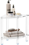 Sumerflos Acrylic Corner Shower Stool, Clear Shower Bench for Shaving Legs Seating Waterproof Heavy Duty Assemble Modern (Clear, 15.75" D x 15.75" W x 18.11" H)