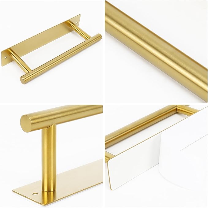 NearMoon Self Adhesive Hand Towel Holder/Towel Ring, Stainless Steel Hand Towel Bar Rustproof Stick on Wall-Towel Rack for Bathroom/Kitchen, 9 Inch Round Adhesive and Wall Mounted (Brushed Gold)