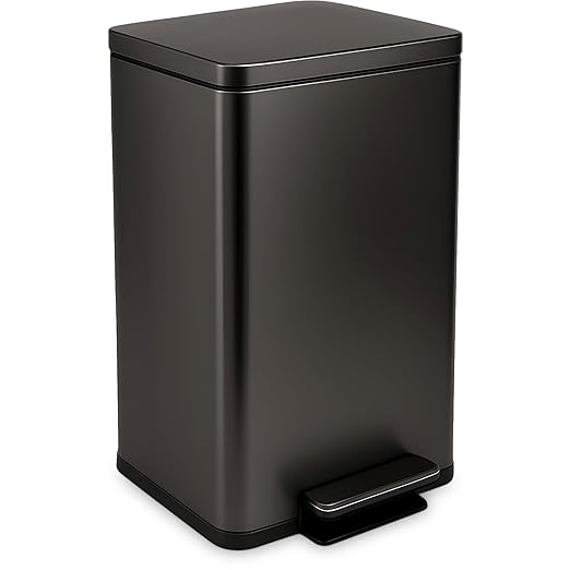 SIMPLI-Magic 13.2 Gallon (50L) Step Trash Can – Kitchen Garbage Can with Slow-Close Lid – Odor Control, Hands-Free, Easy to Clean, Brushed Stainless Steel