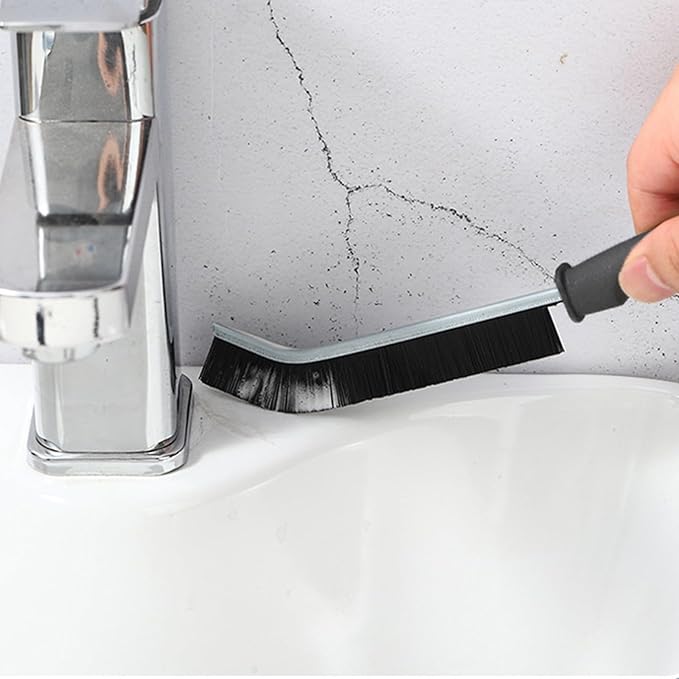 Ergonomic Handle Heavy Duty Scrub Brush for Stubborn Grime Grout Window Edges Sturdy Construction Long Handle Narrow Design Brush