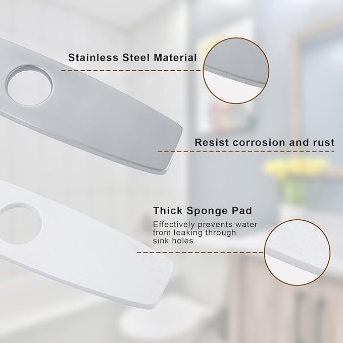 ARCORA 10.2 Inch Faucet Plate, Kitchen or Bathroom Faucet Deck Plate for 1 or 3 Hole, Stainless Steel Sink Hole Cover Escutcheon, Brushed Nickel