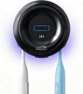 Toothbrush Holder Sanitizer - Cleaning & Drying, Rechargeable Wall-Mounted Toothbrush Organizer with Touch Control, Two-Slot Design for Bathroom (Black)