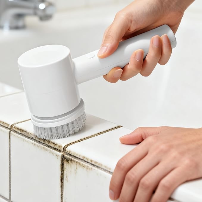 Bathroom Scrubber Electric - Cordless Lightweight Cleaning Brush | Powerful Electric Scrubber for Bathtub Sink Tile & Grout | Multi Cleaning Tool for Toilet Wall Floor & Kitchen | Rechargeable