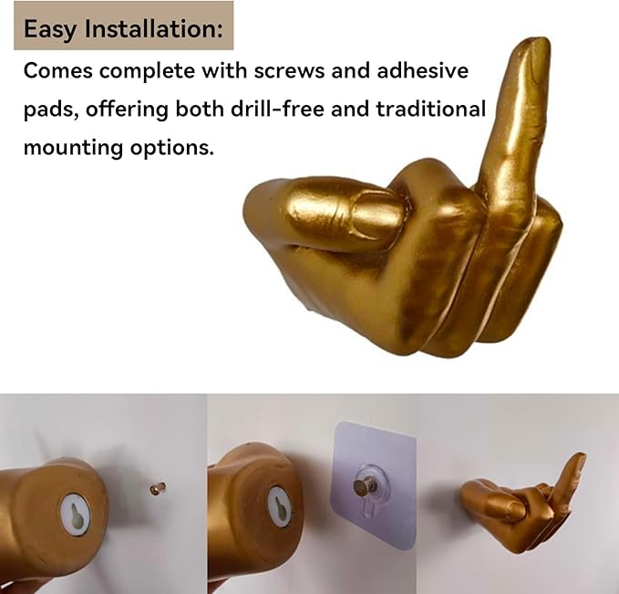 Middle Finger Toilet Paper Holder, Fun Wall Mount Toilet Paper Holder Key Holder, Jewelry Storage Fun Statues Sculptures, Bathroom Toilet Tissue Roll Paper Storage Holder