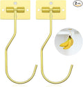 Banana Hanger Hook – Space Saving Banana Holder Hanger to Keep Bananas Fresh, Self Adhesive and Screw Banana Hook 2Pack Gold