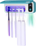 Toothbrush San itizer Holders Wall Toothbrush San itizer Holder with Light, 5 Slots Toothbrush Holder Rechargeable Toothbrush Cleaner Case Cover Toothbrush Holder with Air Dry for Bathroom (Blue)
