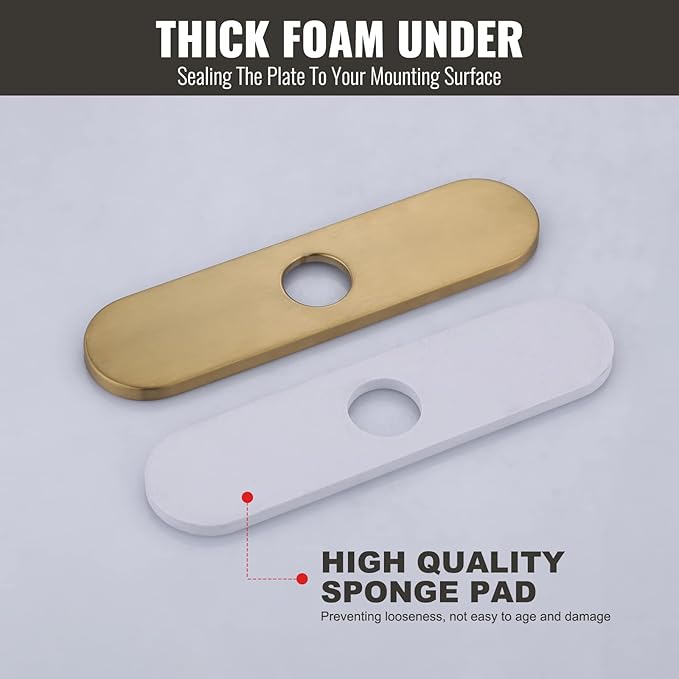10" Sink Faucet Hole Cover Deck Plate (Arc Edge) for Kitchen & Bathroom Vanity Sink, Faucet Gold Escutcheon Plate Stainless Steel Outside Faucet Cover Cap for 1 or 3 Hole Mixer Tap