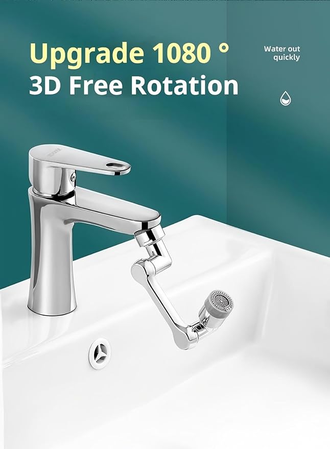 Multi angle rotating faucet extender aerator, made of brass material, suitable for bathrooms and kitchens, with dual-mode splash prevention filter