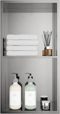 Stainless Steel Shower Niche 12"x24" - No Tile Needed Double Shelves Recessed Wall Niche for Bathroom Storage, Brushed Nickel