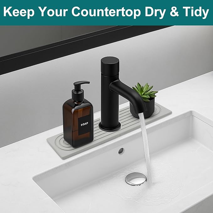 Stone Faucet Mat for Kitchen Bathroom Sink Diatomite Quick Dry Around Faucet Protectors Water Absorbing Stone Drying Tray Kitchen Sink Splash Guard Drip Water Catcher for Bathroom Counter Accessories