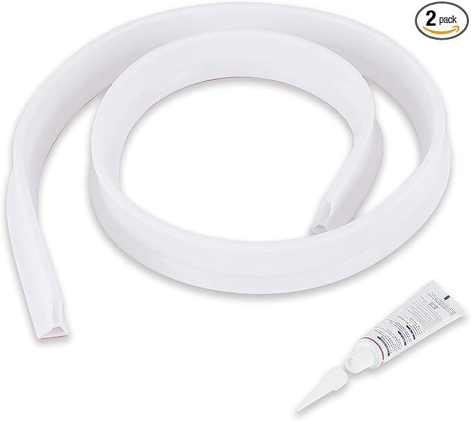 72 Inch /6 feet Collapsible Shower Threshold Water Dam Included Silicone sealant, Keeps Water Inside Threshold Dry and Wet Separation Suitable for Bathroom and Kitchen