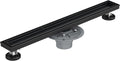 Neodrain 24-Inch Matte Black Linear Shower Drain, 2-in-1 Flat & Tile Insert Cover, Stainless Steel Linear Drain,Rectangle Shower Floor Drain with Hair Strainer, Shower Drain Base