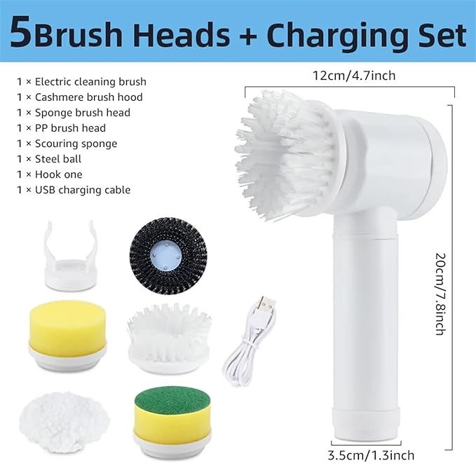 Electric Cordless Kitchen Cleaning Brush 360 Degree Rotating Brush Kitchen Handheld Bathtub Brush Scrubber Toilet Cleaning Tool (Size : 5Head Charging)