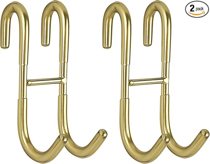 Simtive Squeegee Hooks for Towel Bathroom Frameless Glass Shower Door (2-Pack), Gold