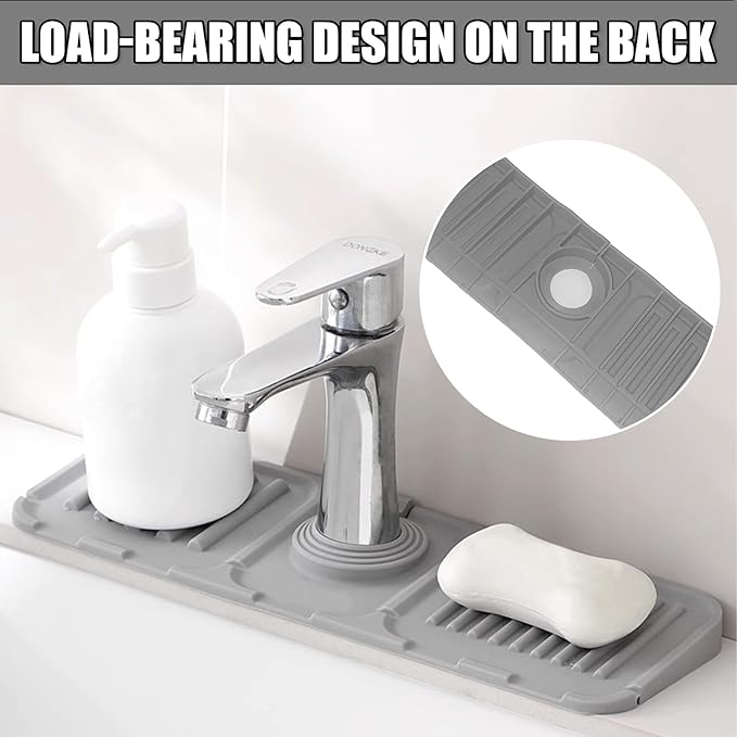 Silicone Faucet Mat for Kitchen Sink, Enhanced Silicone Splash Guard with Rapid Drying,Waterproof Draining Mat for Faucet Area, Bathroom & Kitchen Use