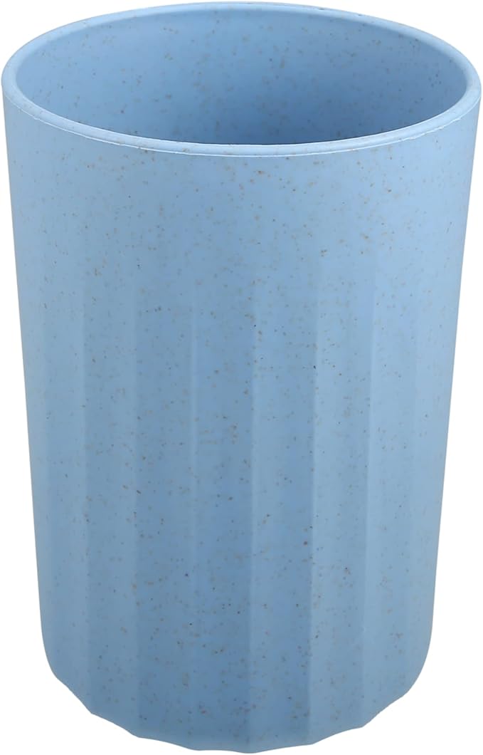 VOCOSTE 1Pc Bathroom Tumbler with Smooth Lines, Wheat Straw Cup, for Bathroom for Toothpaste Blue 4.09''x2.80''