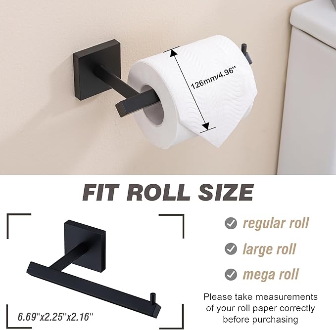 TVDEX Black Toilet Paper Holder Toilet Paper Roll Holder Bathroom Toilet Tissue Holders Wall Mount