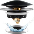 Bathtub Drain Stopper, Pop Up Tub Stopper and Cover, Bottom with Hair Catcher, Universal for 1.45 to 1.8in Drain, Replaces Old Drain Plug, Matte Black