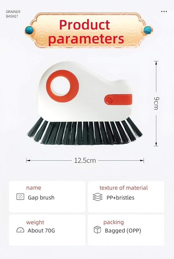 2 in 1 Groove Cleaning Brush Window Track Cleaning Tool, Gap Cleaning Brush，Multi-Function Grout Cleaning Tool(Orange,Four)