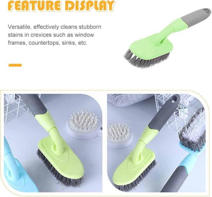 Yellow Long Handle Tile Floor Brush with Stiff Bristles, Deep Cleaning Scrub Brush for Bathroom, Shower, Bathtub, and Kitchen Floor Grooves, Plastic Household Cleaning Tool