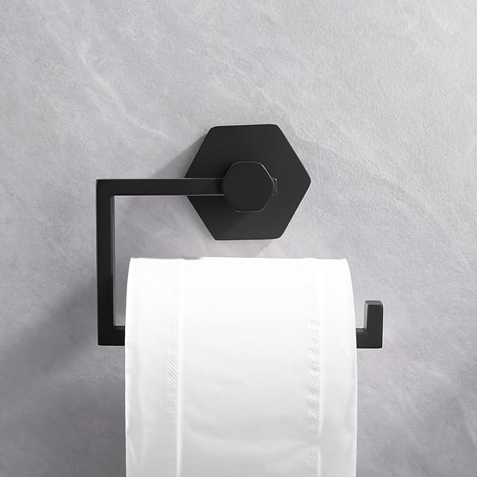 GERZWY Bathroom Toilet Paper Holder Stainless Steel Paper Towel Dispenser Tissue Roll Hanger Wall Mounted, Matte Black