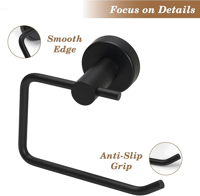 Black Toilet Paper Holder Wall Mounted Tissue Roll Holder Stainless Steel Paper Towel Holder for Bathroom, Kitchen, RV, Laundry Room