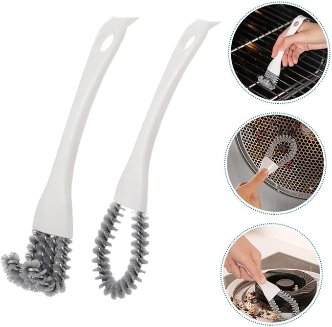 2pcs Heavy Duty Crevice Cleaning Brush Set with U-Shaped and Bent Design, Multifunctional Kitchen Grout Scrub Tool for Stove, Grill, and Tight Space Cleaning