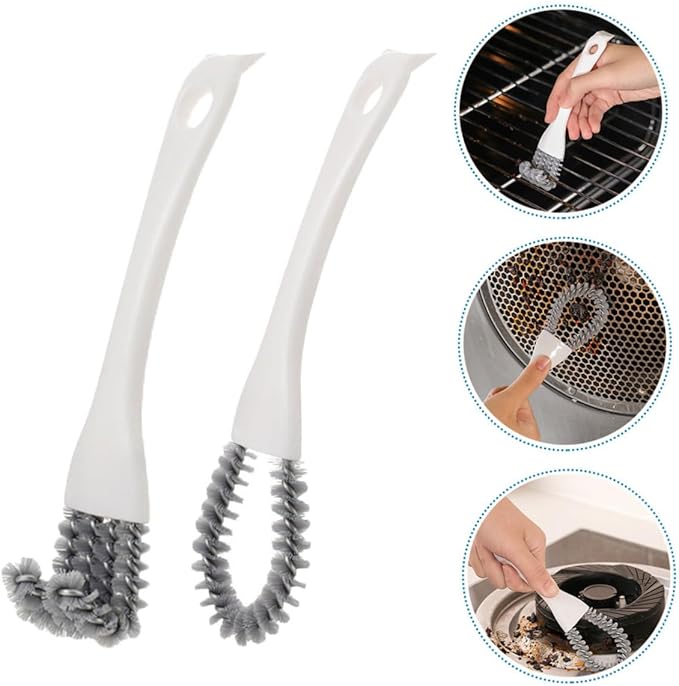 Yardwe Multifunctional Crevice Cleaning Brush Set 2pcs (u-Shaped + Angled) Heavy Duty Handheld Kitchen Scrubbing Brush for Grout, Stove, and Barbecue Grill Cleaning