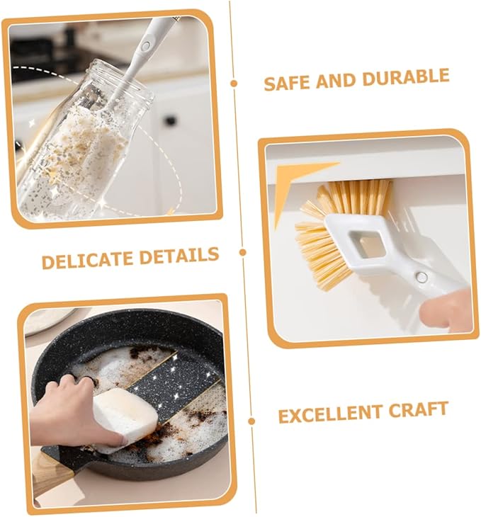 OUNONA 1Set Multifunctional Dish Scrubbing Brush with Ergonomic Handle Kitchen Cleaning Tool for Cookware Dishes and Hard to Reach Spaces Lightweight and Easy to Use Great