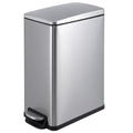 Garvee Slim Trash Can with Lid, 12 Gal (45 L) Stainless Steel Kitchen Garbage Can with Inner Bucket and Step On Foot Pedal, Narrow Metal Trash Bin, Silver