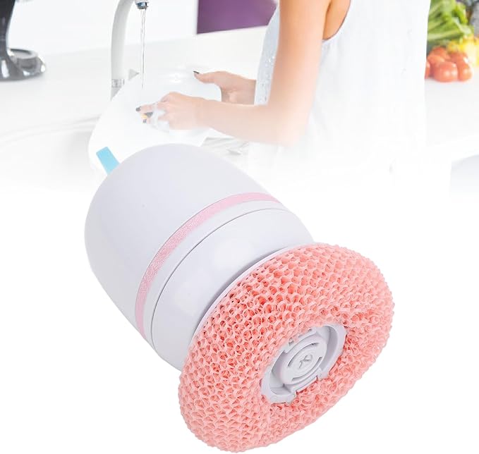 Cordless Dish Scrubber, USB Rechargeable Electric Dish Spin Scrubber, Easy & Quick & Efficient Cleaning, Practical Electric Dish Cleaning Brush for Dish Washing Kitchen (Roseate)