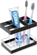 Toothbrush Holders for Bathrooms Countertop Organizer - Electric Toothbrush Holder Set, 5 Slots Toothbrush and Toothpaste Holder, Makeup Brush Storage Caddy for Family Kids (Black)