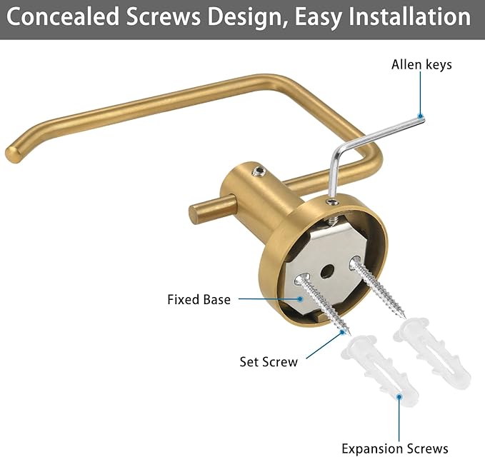 Toilet Paper Holder, Premium 304 Stainless Steel Paper Towel Holder, Toilet Paper Roll Dispenser Bathroom 5.5" TP Holder for Kitchen Washroom (Gold)