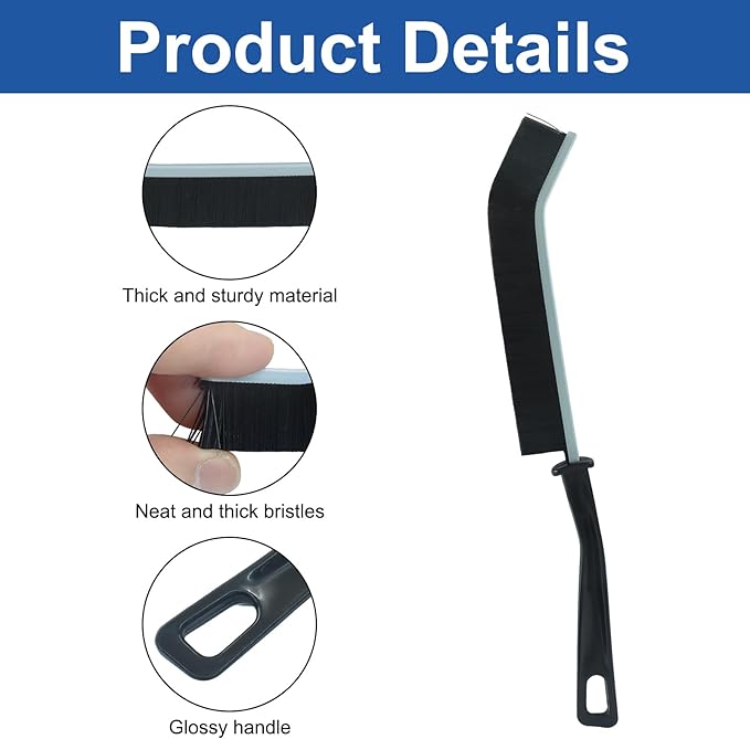 2 Pcs Hard-bristled Crevice Cleaning Brush, Multifunctional Gap Brush Anti-Scratch Window Sill Cleaner, Grout Brush for Kitchen/Bathroom（Black）