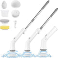 Electric Spin Scrubber, 2 Speed Adjustable Cordless Cleaning Brush with 6 Replaceable Heads, Waterproof Electric Telescopic Brush for Cleaning Bathroom, Tub and Tile Floor