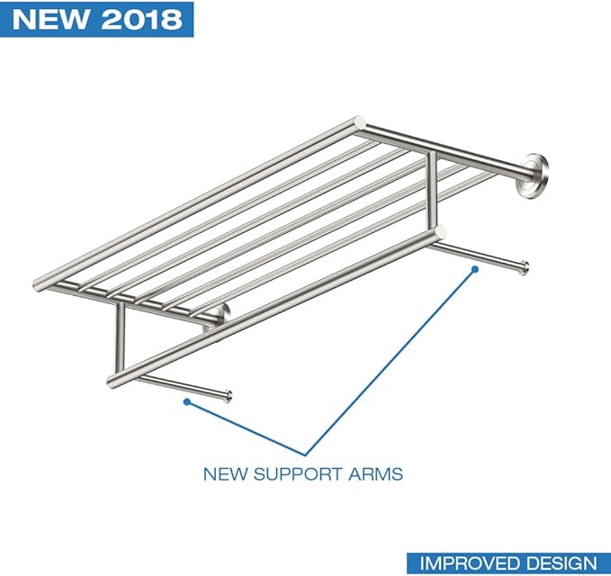 Gatco 4297 Latitude II Towel Rack 25 3/4 inch Satin Nickel/Wall Mounted Towel Rack with Towel Bar For Bathroom