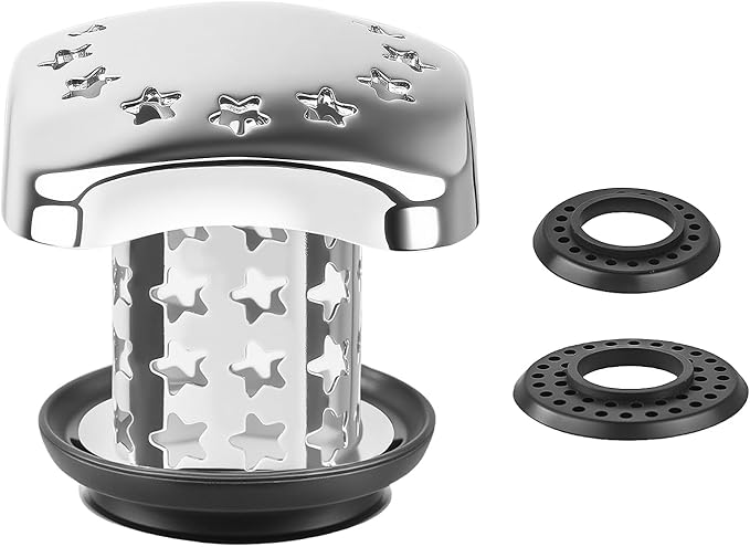Bathtub Drain Hair Catcher Push Stopper,Stainless Steel Tub Drain Protector,Suitable for US Standard 1in-1.5in Diameter of Drain Hole (Silver)