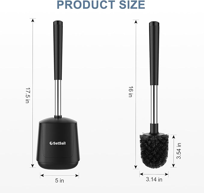 SetSail Grout Cleaner Brush with Long Handle & Toilet Brush and Holder, V-Shaped Floor Scrub Brush Swivel Grout Brush Stiff Bristle Floor Grout Scrubber for Bathroom, Tile Line, Crevice, Kitchen