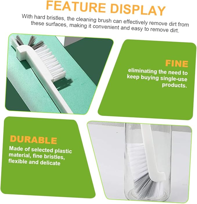 4pcs Tile Line Cleaning Brush with Double Head Corner and Bottle Brushes Plastic Bristles Curved Handle Design for Kitchen Sink Dishwashing and Grout Cleaning