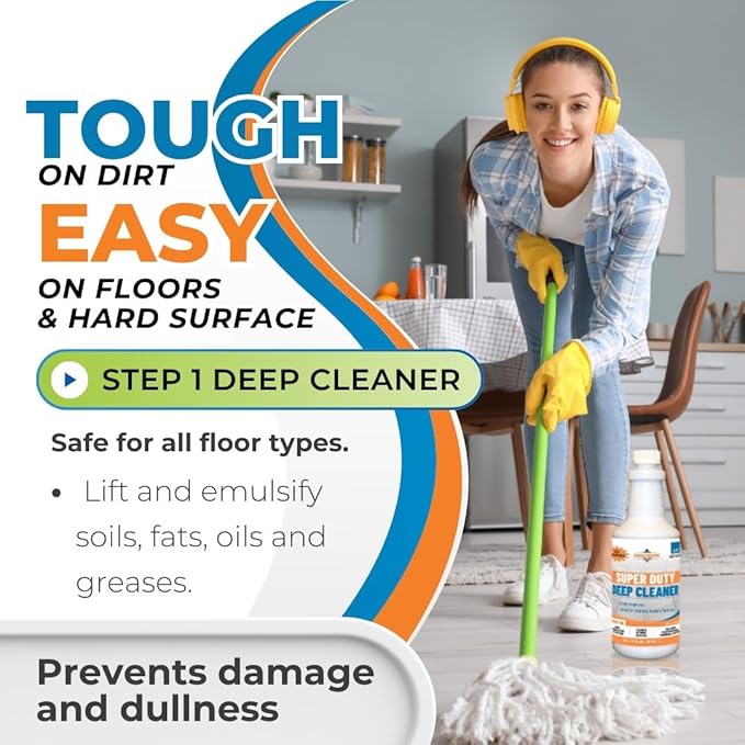 Super Duty Degreaser – Heavy Duty Tile & Grout Cleaner for Kitchens, Bathrooms & Floors – Removes Grease, Soap Scum & Deep Stains – Concentrate