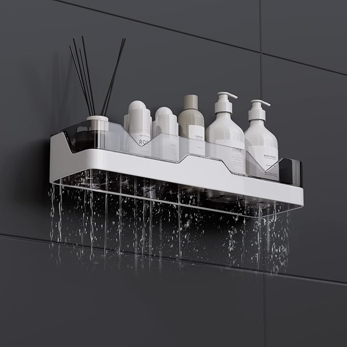 2-Pack Shower Caddy, Adhesive Shower Shelves with Soap Holder and 2 Razor hooks, No Drilling Shower Racks, Used for Bathroom and Kitchen