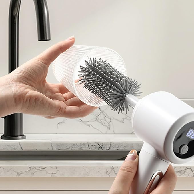 Shower Scrubber - 3-Level Electric Household Tool with 5 Brush Heads | Shower Scrub Brush | for Tub Bathtub Tile Grout Floor Toilet Kitchen Wall Home Household Apartment Car Baseboard