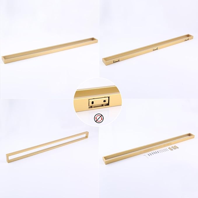 GERZWY Gold 36-Inch Bathroom Towel Bar Stainless Steel Bath Towel Bar Modern Style Wall Mount HG17703-BE