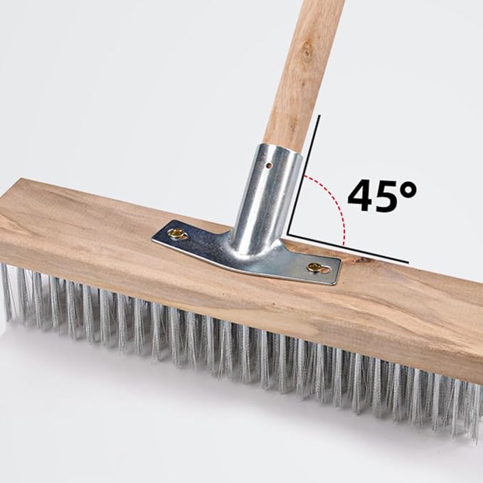 Floor Scrub Brush, Heavy Duty Rough Floor Brush Toilet Brush Floor Scrubber Brush with 20cm Stainless Steel Wire Deck Scrub Cleaning Tool for Outdoor Moss Removal