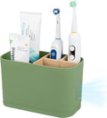 Toothbrush Holders for Bathrooms, Electric Tooth Brush Holder with Bamboo Dividers Kids Toothbrush and Toothpaste Organizer for Bathroom Countertop Accessories Storage, 4 Slots, Green