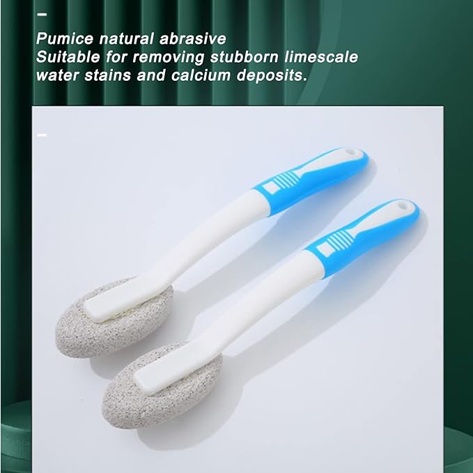 Pumice Stone Toilet Bowl Clean Brush, Hard Water Ring Remover Wand with Extra Long Handle for Household Sink Pool Bathroom Kitchen