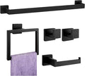 Matte Black Bathroom Hardware Accessories Set of 5 Pieces, 23.6 Inch Bath Towel Bar Set, 304 Stainless Steel Bathroom Hardware Set, Towel Racks for Bathroom Wall Mounted