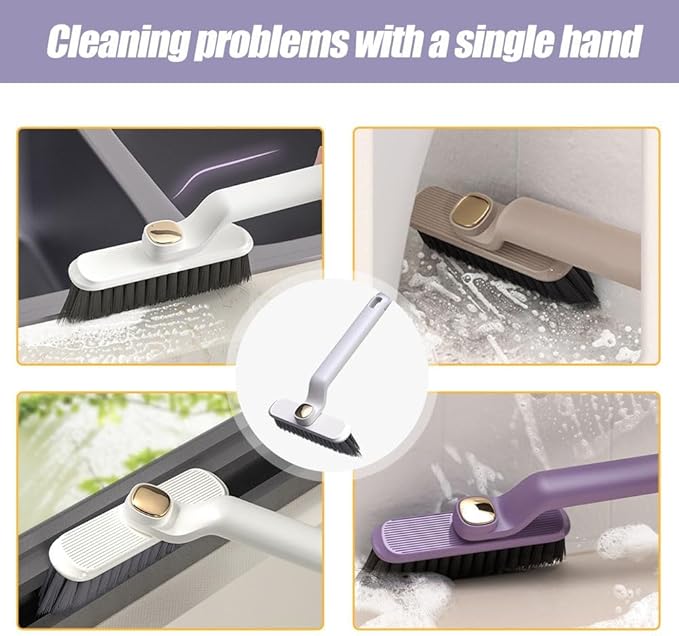 2 PCS Multi-Function Rotating Crevice Cleaning Brush, 2024 New Hard Bristle Crevice Gap Cleaning Brush, 360 Degree No Dead Corners Household Cleaning Tool for Cleaning Kitchen Bathroom (White)