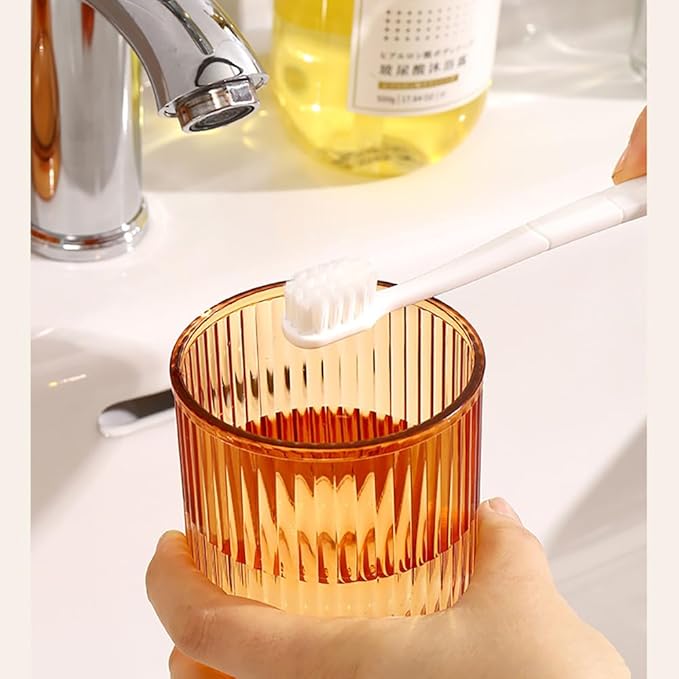 Bathroom Tumbler 2 Pieces ，Unbreakable Toothbrush Cup，Dishwasher Safe Drinking Cup (Orange&Orange)